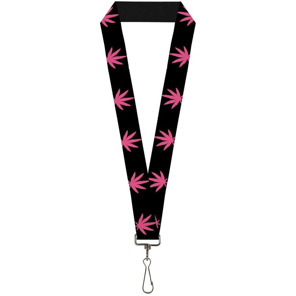 Lanyard – 1.0 – Marijuana Leaf Repeat Black Pink