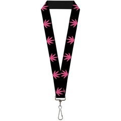 Lanyard – 1.0 – Marijuana Leaf Repeat Black Pink