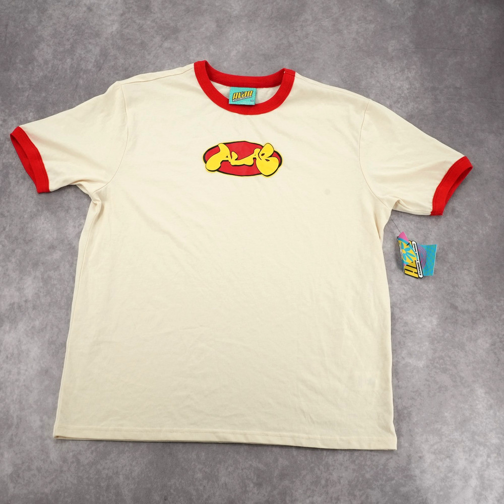 ALAB Astro Cream Ringer Tee Red Collar Sleeve Detail Short Sleeve Shirt M
