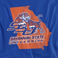 Savannah State University Adult T-Shirt State Shape, Royal Blue, S-5XL