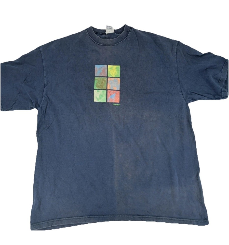 Vintage 90s Old Navy Dog Collage Andy Warhol Shirt Size Large USA