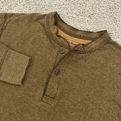 LL Bean River Driver Henley Shirt Sweater Long Sleeve Brown Mens Sz MEDIUM TALL
