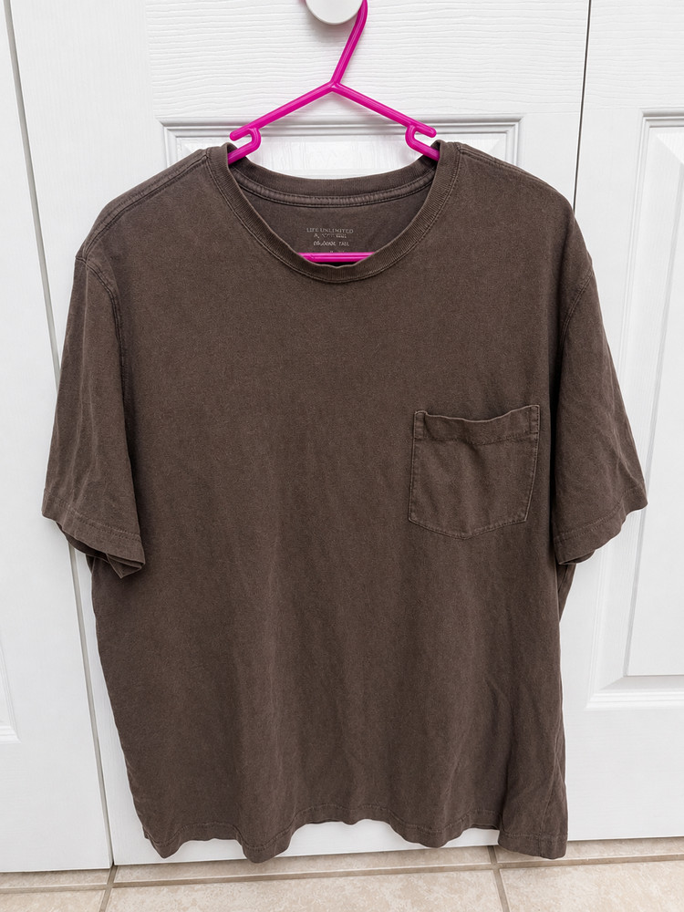 Roundtree & Yorke Brown Pocket T Shirt Mens Large Short Sleeve Casual Tee