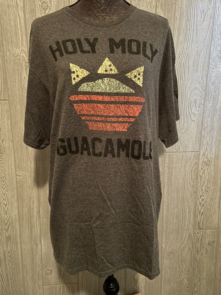 Adult Unisex Size XL Gray Holy Moly Guacamole Shirt