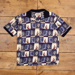 Vintage Cotton Mill Shirt T-Shirt M Mens 00s Cream Retro Sailing Graphic Pattern
