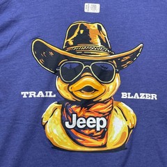 JEEP Trail Blazer T Shirt Mens 2XL Blue Graphic Duck Cowboy JEDCO Licensed NEW