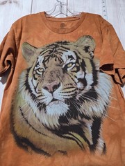 The Mountain Shirt Mens Large Brown Tiger Graphic Tie Dye Big Cat Cotton
