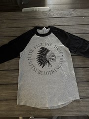 Men’s 3/4 Sleeve BB T- Indian Design “Live Fast, Die Young” Black & Gray size 2X