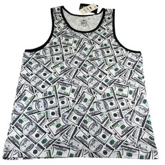 Spicy Tuna Tank Top Money Print Dollar Bills Graphic Mens XL NWT