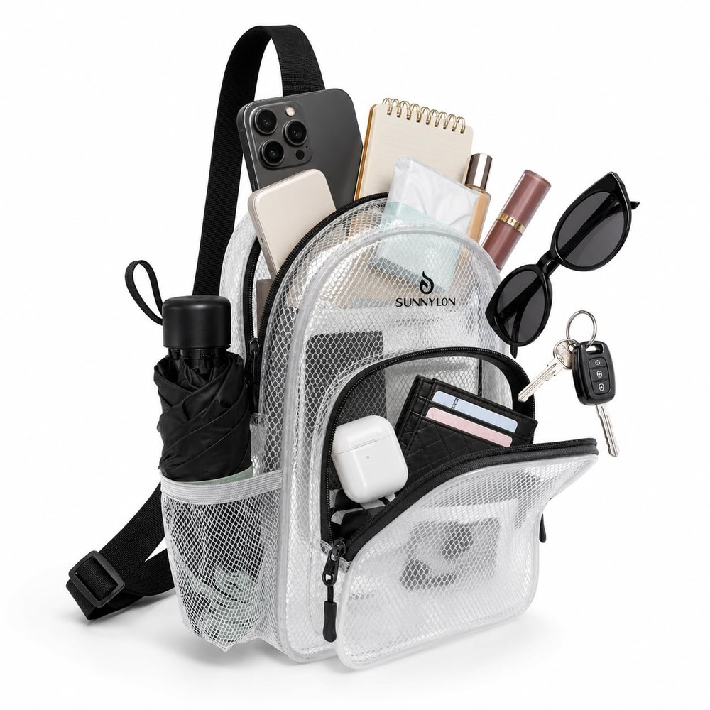 Clear TPU Crossbody Sling Bag for Stadium Events, Waterproof Transparent Ches…
