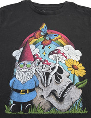 Aeropostale Black S/S Tee Small Gnome Skulls Mushrooms Butterfly Flower Hippie