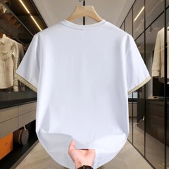 New Fashion Trend Embroidery Diamonds Rhinestone Short Sleeve Luxury Men T-Shirt