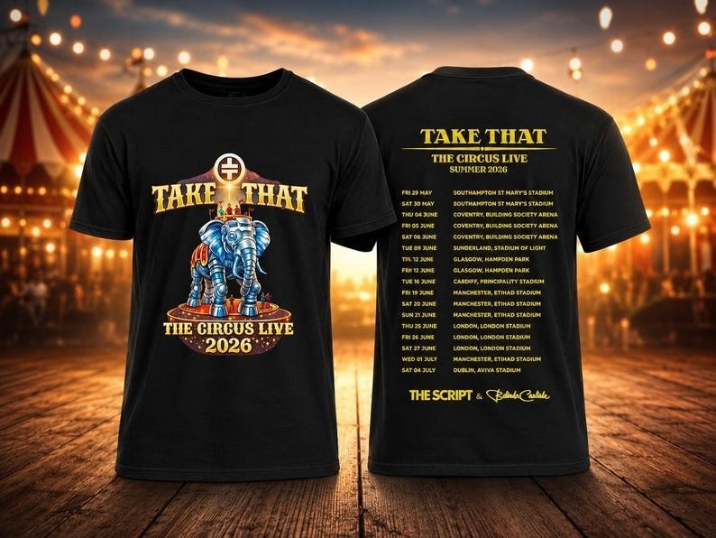 Take That Tour Shirt 2026 The Circus Live Summer Concert Band Tee 2 Sided