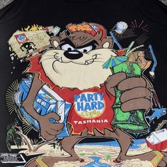 Vintage 1990 Looney Tunes Taz Tank Top Muscle Shirt Party Hard Cafe XL Beach WB