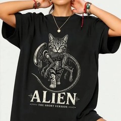 Alien Cat T-Shirt, Funny Sci-Fi Horror Movie Parody Tee, Cat Lover Gift
