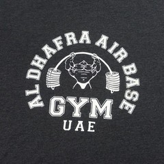 Graphic T Shirt Mens Medium Charcoal Grey Print Al Dhafra Air Base Gym UAE