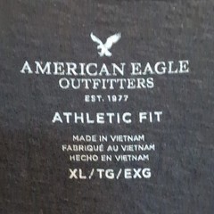 American Eagle T Shirt Mens XL Black Athletic Fit Embroidered Graphic Spellout
