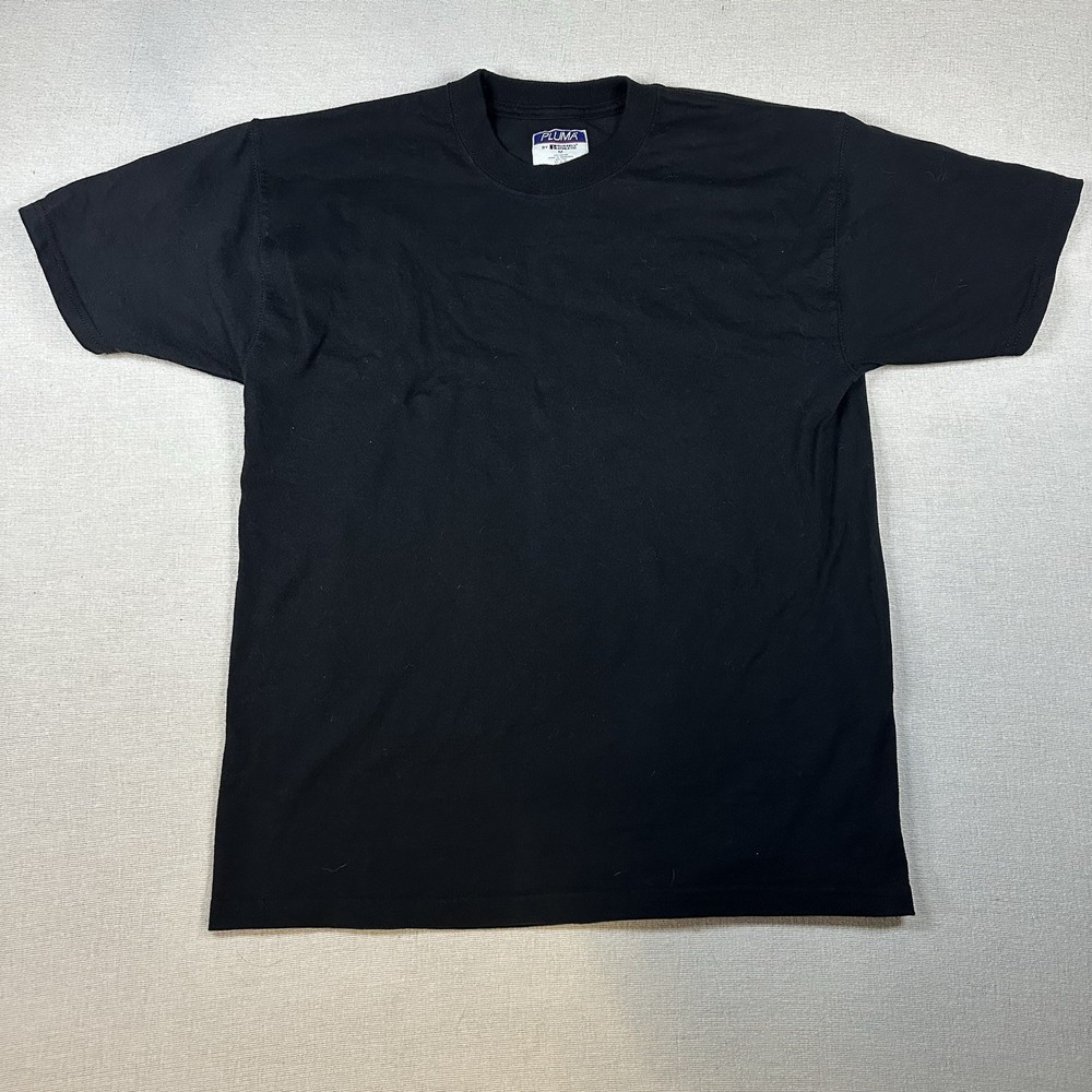 Vintage Pluma Blank Black Y2K T Shirt Plain Simple Basic Tee 2000s 90s Medium