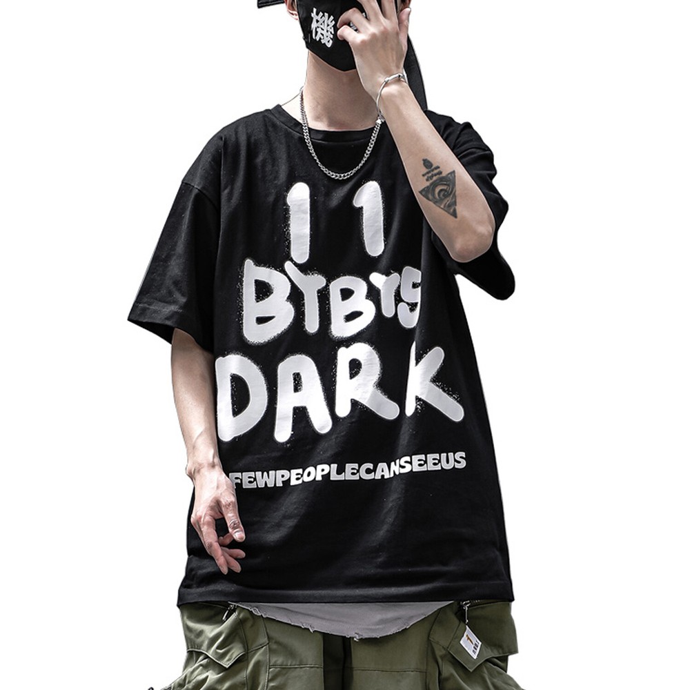 MFCT Men’s Streetwear Tshirt Dark Reflection Spray Paint Urban Short Sleeves Tee