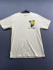Market Smiley Face Shirt Mens Small Off White Graphic Look At The Bright Side Te