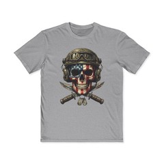 Men’s American Flag Skull with Helmet Tee | Skull and Knives Shirt Patriotic