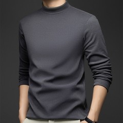 Half Turtleneck Mens Sweater Warm Knit Top Casual Pullover Solid Color Winter
