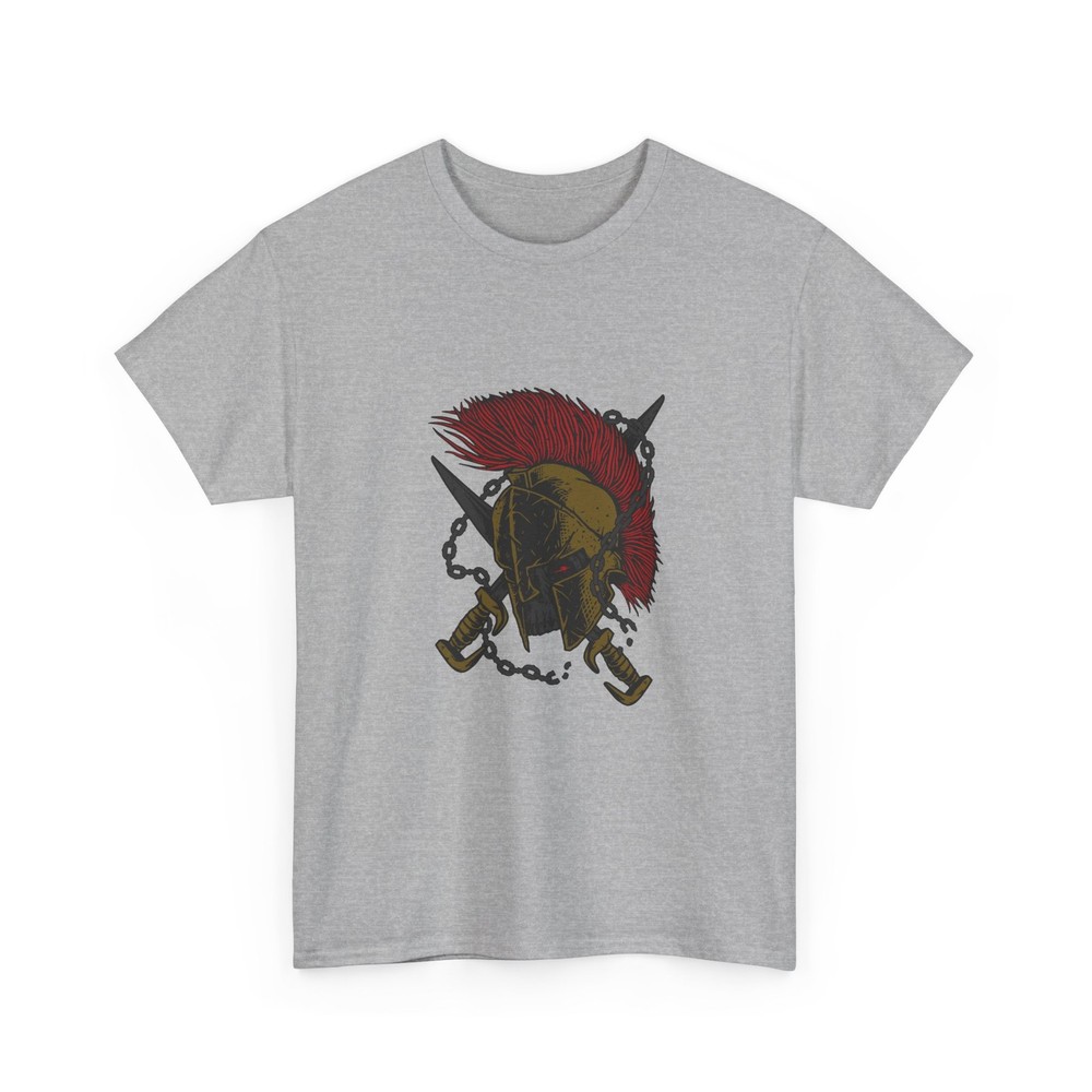 Spartan Helmet with Red Plume T-Shirt | Ancient Warrior Graphic, Strong Power