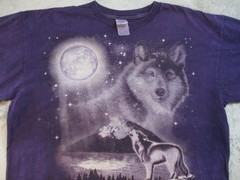 Vintage Wolf Pack Wolves Full Moon Shirt Mens XL Purple Black Howling AOP 3D
