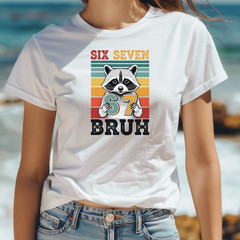 Vintage Raccoon 67 Bruh Six Seven Meme Unisex T-Shirt