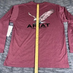 Ariat USA Wings Long Sleeve Tee Burgundy Heather Patriotic Eagle L 10034367S1