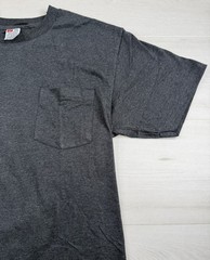 Vtg Hanes Blank Pocket T Shirt Gray Single Stitch Casual 90s Cotton Poly Blend M