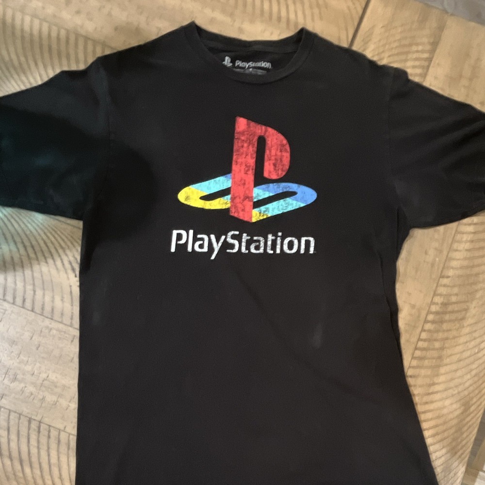 2019 PlayStation Men’s Black Logo Graphic Print Crew Neck Cotton T-Shirt Size M