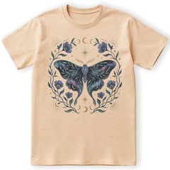 Galaxy Moth T-Shirt Celestial Moon Phase Floral Witchy Mystical Nature Gift