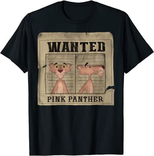 The Pink Panther Wanted T-Shirt Cartoon Tee Shirt Men’s All Size S To 4XL
