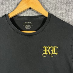 Polo Ralph Lauren Shirt Mens Medium Black Custom Slim Fit Embroidered RL