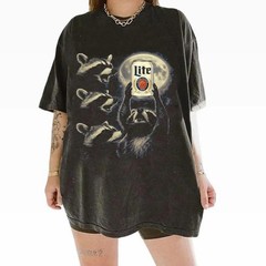 Funny Raccoon Beer Shirt, Raccoon Miller Lite Moon Ritual Animal Graphic Tee, Vi