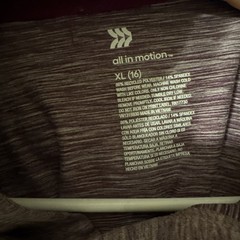 All In Motion XL (16) Long Sleeve Purple Athletic Hoodie Shirt With Thumb Holes