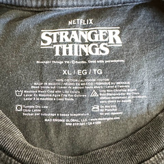 Stranger Things Graphic Tee – Black Bleach Wash, Cracked Worn-In Look