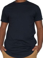 MEN HIPSTER ELONGATED HIP HOP T-SHIRTS WITH SIDE ZIPPER T-552 SOLID