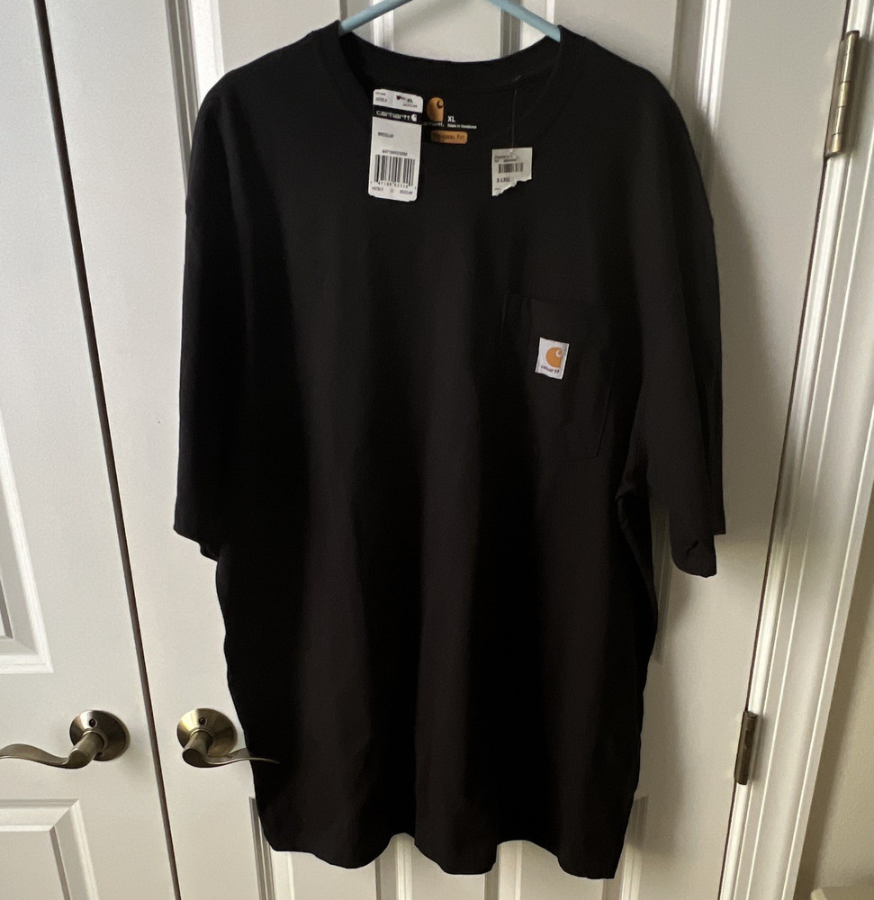 Carhartt K87 K87BLK Black Pocket Logo Crew Neck Cotton Tee Men’s XL Regular