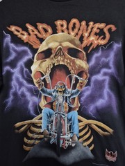 Vintage Harley Davidson 3d Emblem Bad Bones Amrican Biker Tee XL