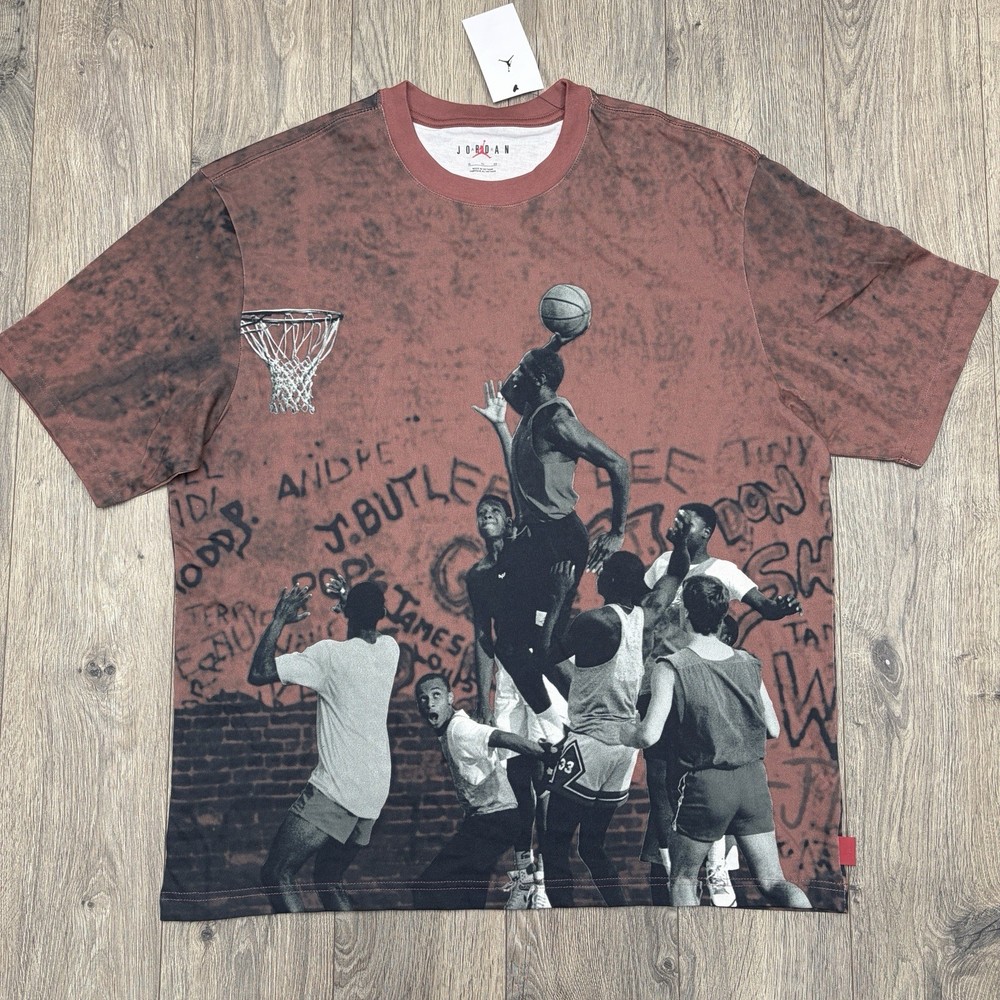 Air Jordan T Shirt Size XL Mens Red Black Graphic Crew 85 Short Sleeve
