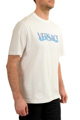 Versace Men’s Logo Print White Crewneck Short Sleeve T-Shirt US 2XL IT 56
