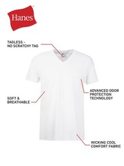 Hanes Mens Cotton, Moisturewicking Vneck Tee Undershirts, Multiple Packs And