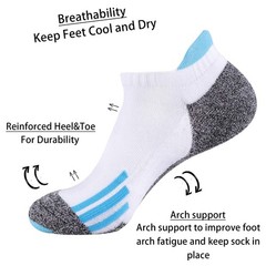 Men Ankle Low Cut Athletic Tab Socks 6 Pack Sport Comfort Cushion Performance
