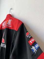 Mitsubishi Ralli Art Motor Sports Mechanic Shirt Michelin SIZE XL Red Black