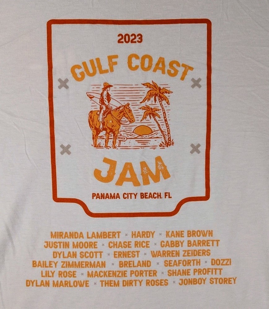 Gulf Coast Jam Mens 3XL Cream 2023 Concert Tour Country Music T Shirt Hardy New