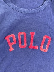 Polo Ralph Lauren Colorblock Spellout Men’s T-Shirt L Blue Red Contrast Sleeves