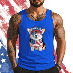 Tri Color Corgi 4th of July US American Flag Dog Patriotic Tank Top