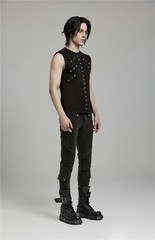 PUNK RAVE Men Black Punk Rock Gothic Steampunk Sleeveless Tops Tank Vest